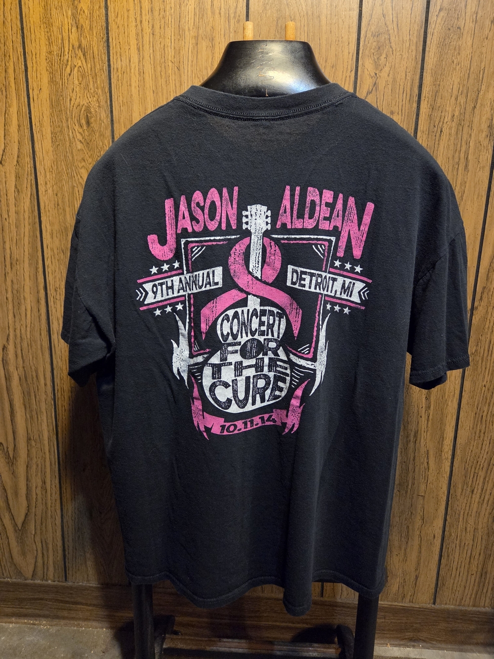 Jason Aldean 2014 Concert For The Cure Shirt Detroit 9th Annual XL Black Pink
